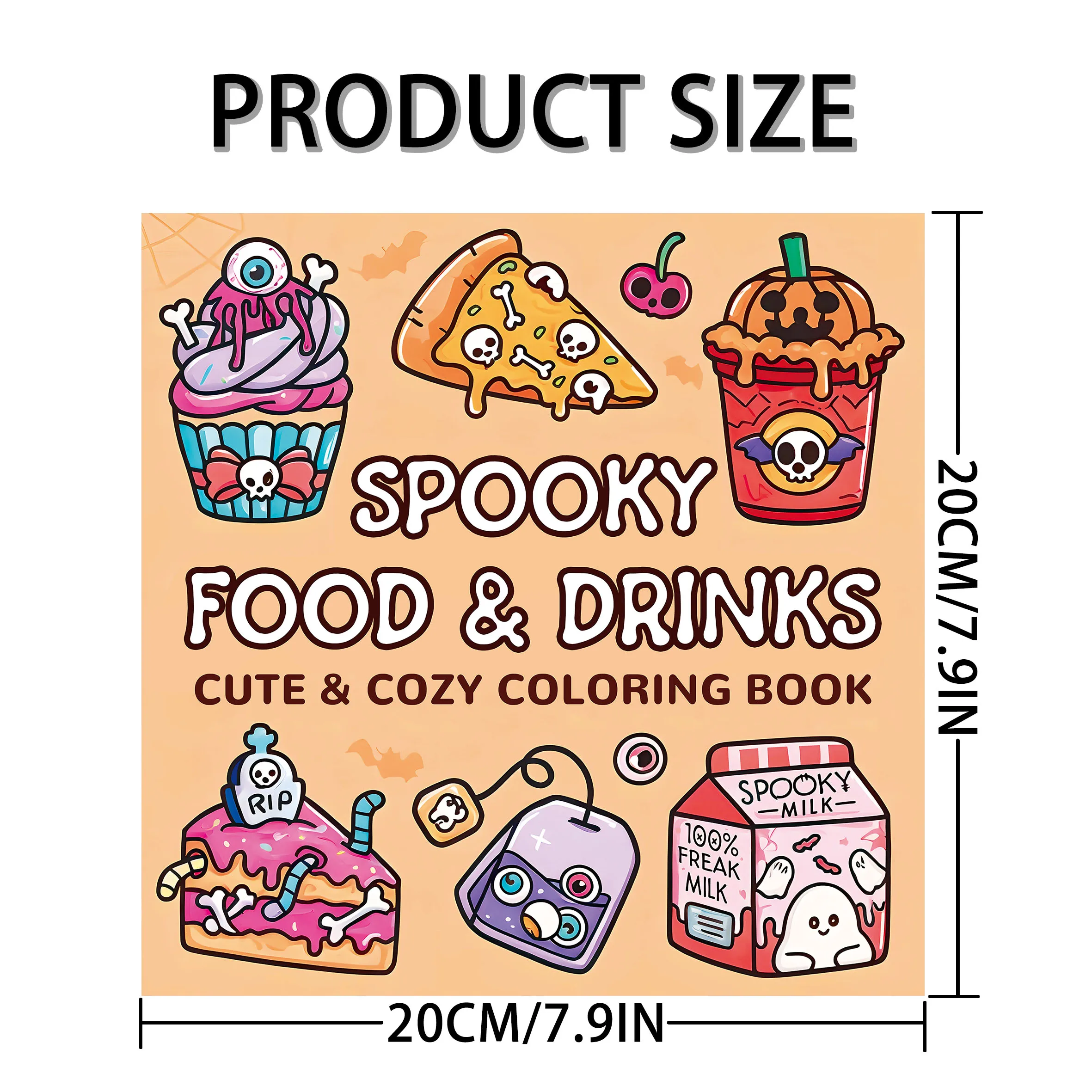 Terrifying Food-Themed Coloring Book: Dive into Spooky Pizza, Milk, and Mini Cakes for Creative Fun