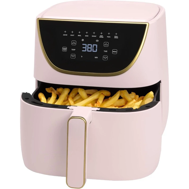 Air Fryer, Large 6-Quart Capacity, (Air Fry, Roast, Broil, Bake, Reheat, Keep Warm, Pizza, Dehydrate), Dishwasher Safe, Pink