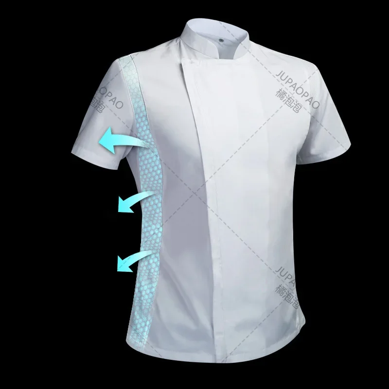 

Summer Chef Costume Cook Jacket Male Chef's White Shirt Restaurant Uniform Barber Shop Workwear Overalls Restaurantes