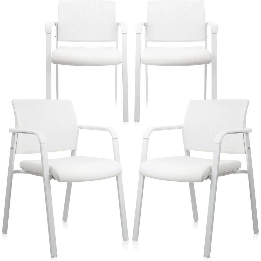 

Stacking Office Chairs | Mesh Back, Thicken Leather Seat and Arms, Ergonomic Lumber Support | Guest Reception, Waiting