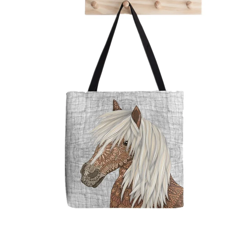 

Women Shopper bag Haflinger Horse Printed Kawaii Bag Harajuku Shopping Canvas Shopper Bag girl handbag Tote Shoulder Lady Bag