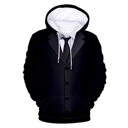 Realistic Tie Pattern Hoodies Fashion Trend Mens Autumn Long Sleeve 3D Suit Printed Hoodie Funny Casual Oversized Sweatshirts