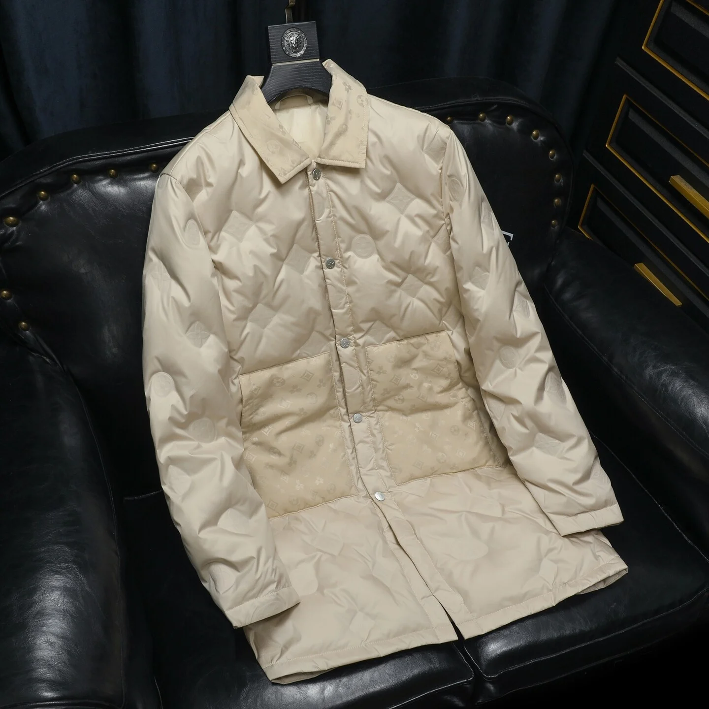 

Men's Mid-Length down Jaet Thiened Long Du down Faionable Brand White Du Feather Busin Sle Casual Ci Wear