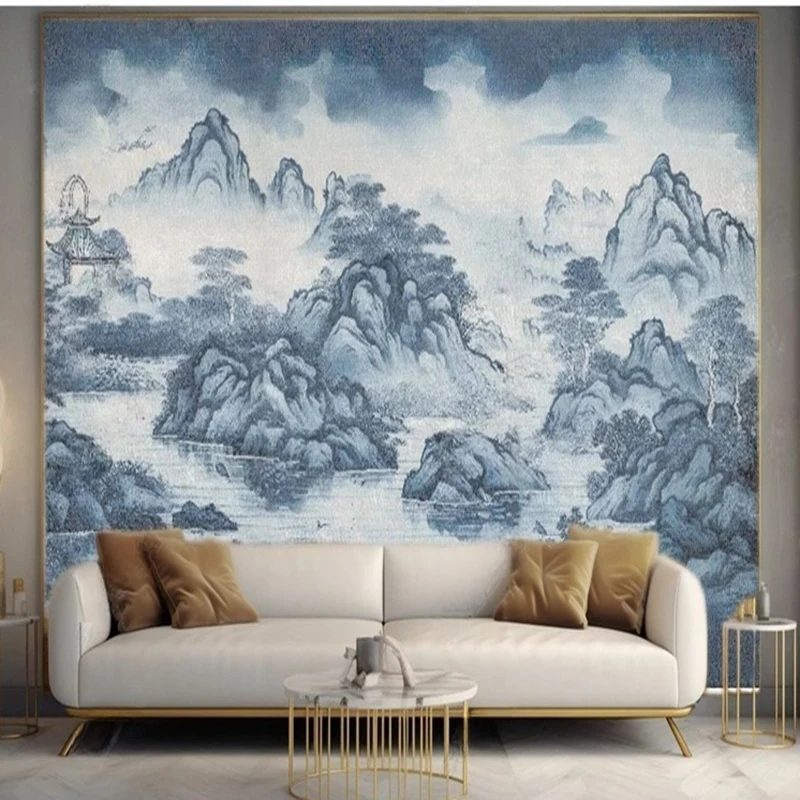 Custom Modern Wallpaper Ink Landscape Painting TV Sofa Background Wall Mural for Living Room Bedroom Office Decor Backdrop