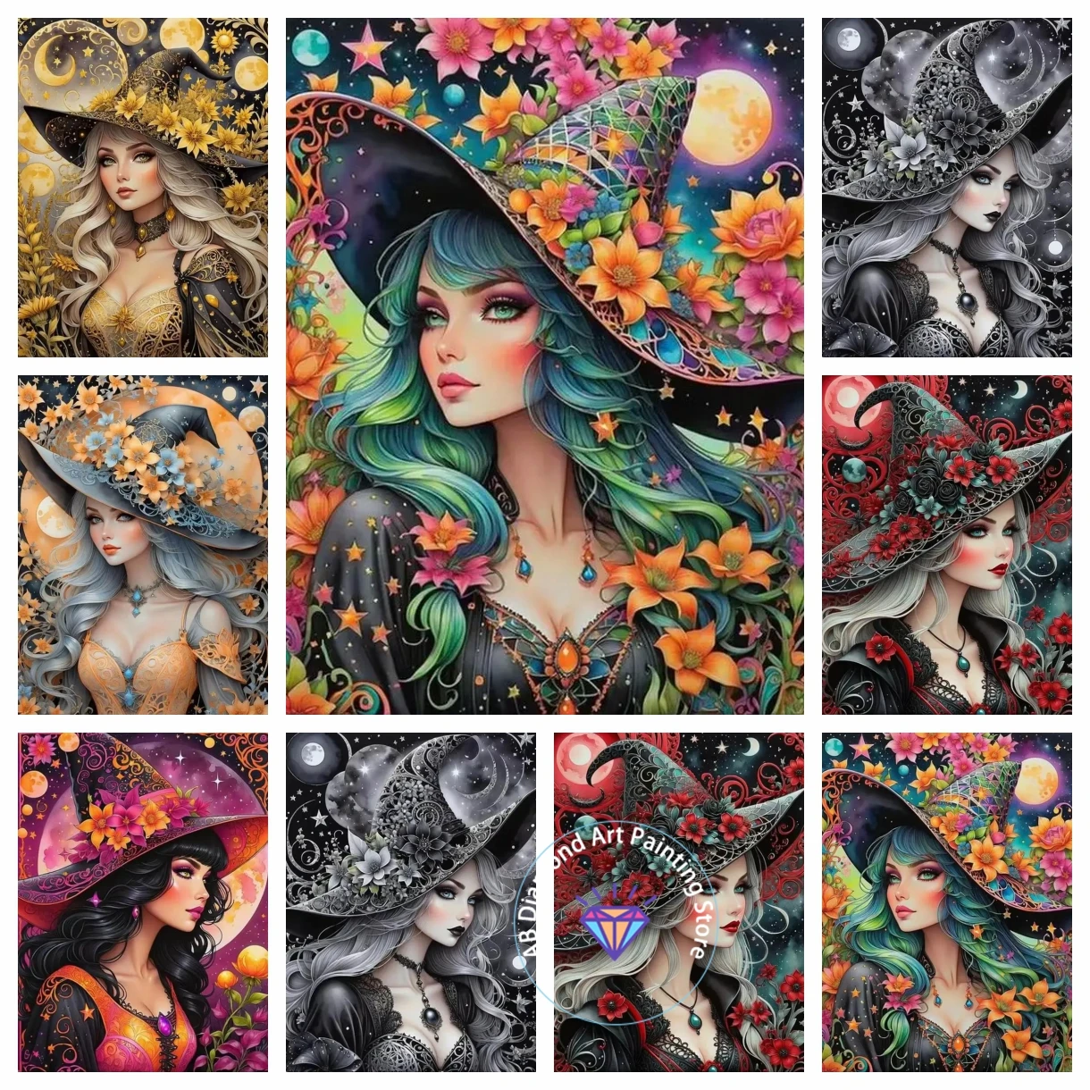 

Diy 5d Mosaic Art AB Diamond Painting Kits New Collection Witch Embroidery Woman Jewelry Cross Stitch Picture Wall Decor Gitfs