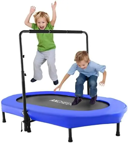 Trampoline, Mini Rebounder Trampoline with Adjustable Handle, Exercise Trampoline for Indoor/Garden/Workout Car