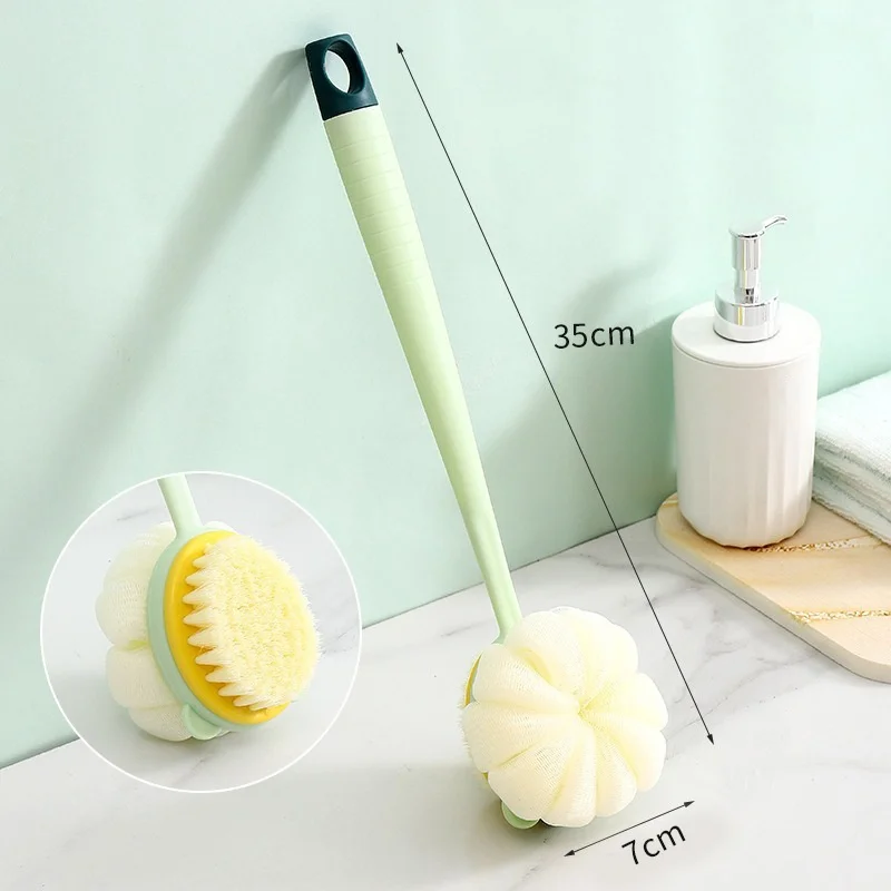 Double Sided Scrubbing Tool Bath Brush Long Handle Soft Fur Bath Brush Detachable Scrubbing Towel Strong Back Rubbing