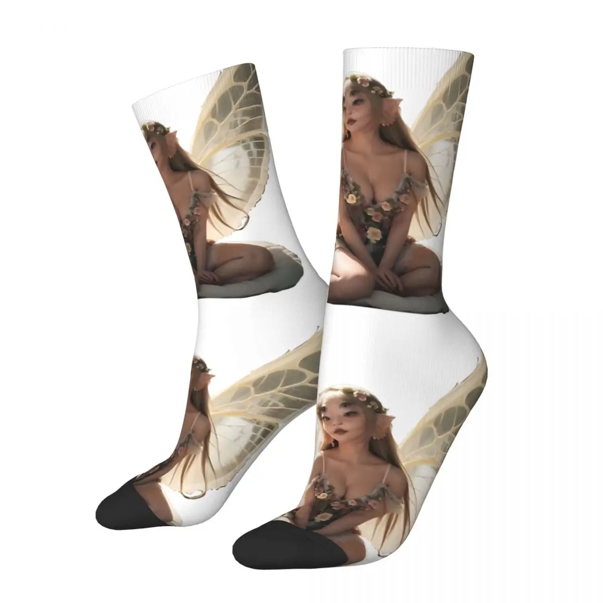 Vintage Forest Nymph Long Men's compression Socks Unisex Portals Harajuku Pattern Printed Novelty Crew Sock