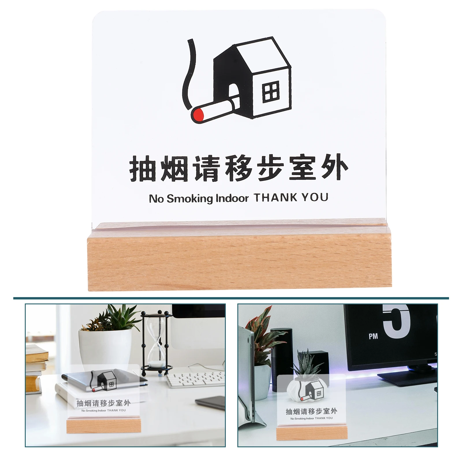 

No Smoking Table Tent No Smoking Signs Desk Indicator for Hotel Clubs Room Card Restaurant Table Tent Warning Office Acrylic