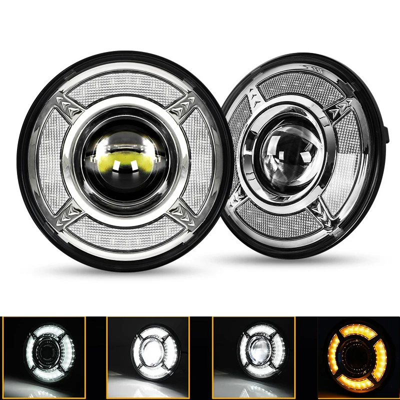 7inch Gear angel eye DRL Led Headlight for Car Jeep Motorcycle Crystal Len 4x4 Lighthouse for Jeep Wrangler Lada Niva