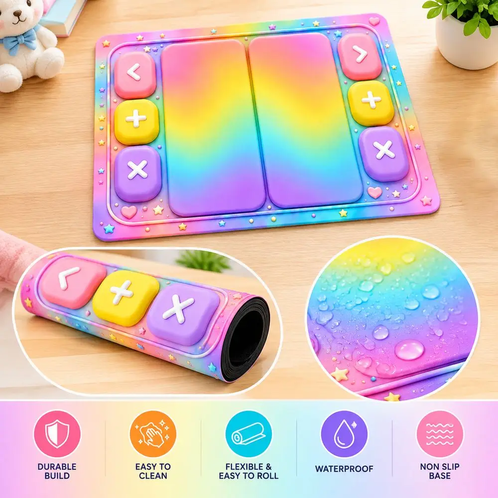 Rounded Buttons Fidget Trading Mat Rubber Backing Soft Smooth Squishy Swap Board Waterproof Easy to Roll Kids Toy Trading Mat