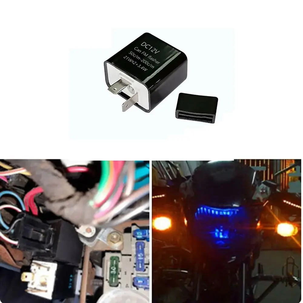 Black Motorcycle Flasher Relay Universal ABS Adjustable Flasher Relay 12V LED Waterproof Turn Signal Indicator Car