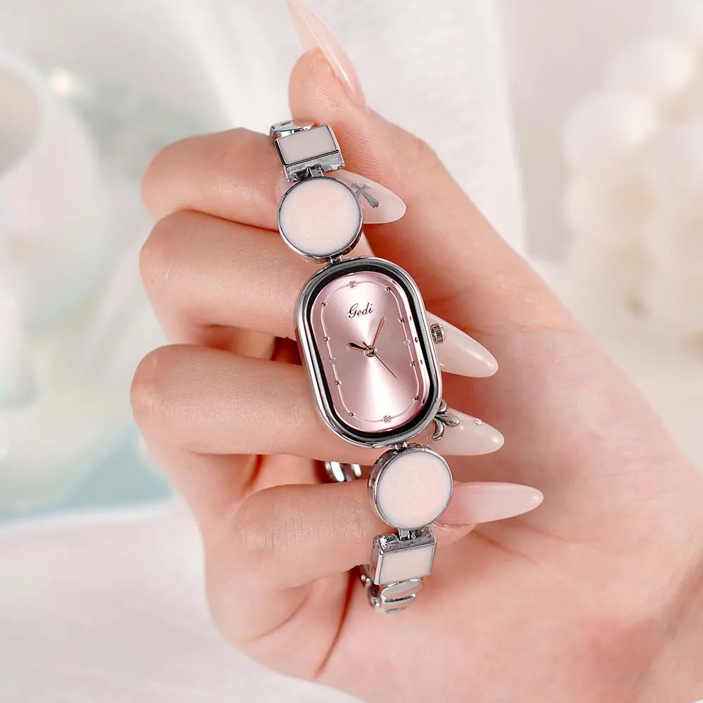 ساعة كوارتز نسائية من GEDI بسوار بيضاوي رائع وبسيط مع تصميم فريد من نوعه غير منتظم وفني ساعة كوارتز للسيدات
