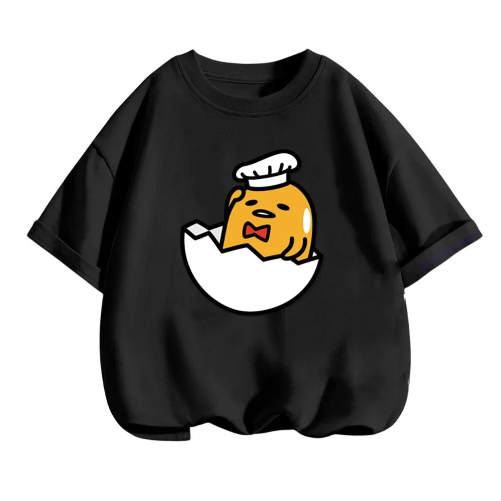 New Gudetama Tshirt Set Kids Cartoon Casual Summer Women Short-sleeved Girls T-shirt Men Clothes Boys Hello Kitty Clothing