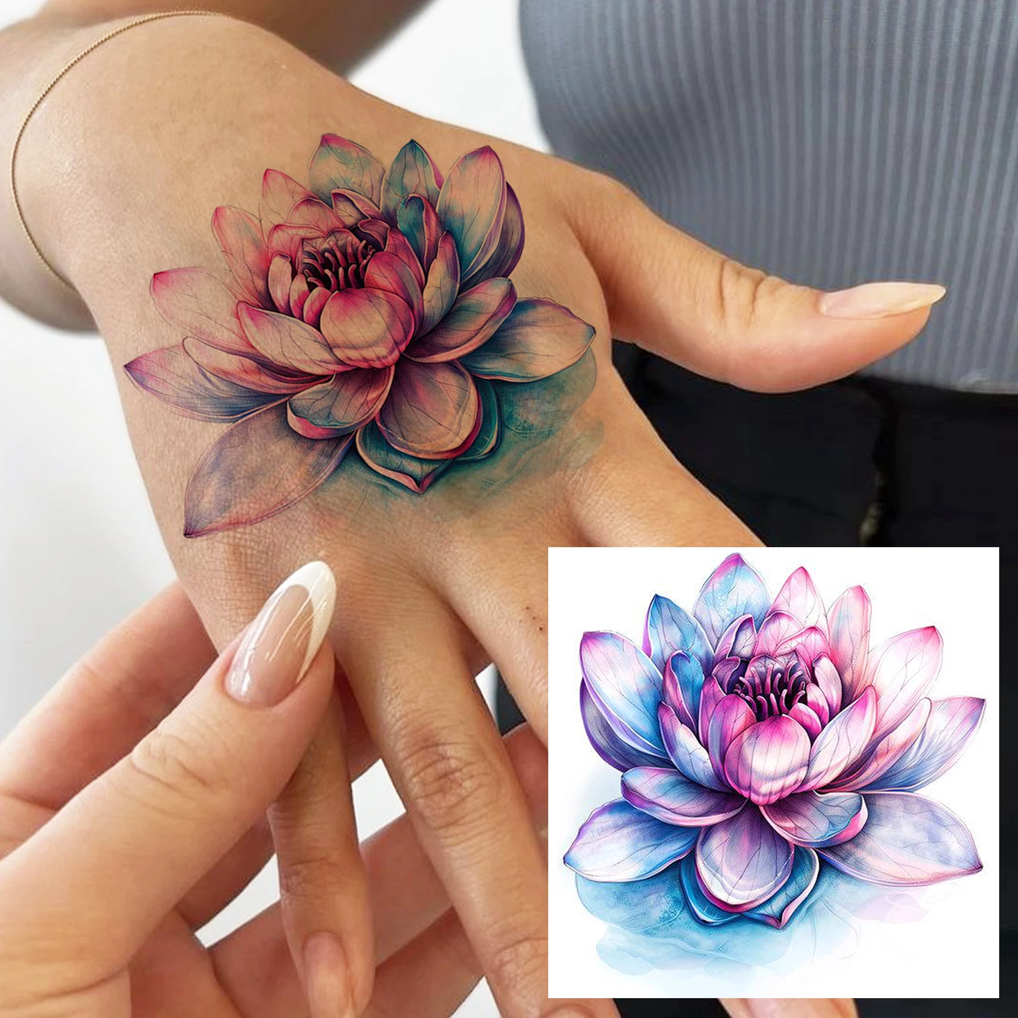 1 Sheet Rose Feather Flower Bird Temporary Tattoos Adult Hand Shoulder, Fake Tattoo Sticker Daily Use Last Long Realistic Tatoos - view 2