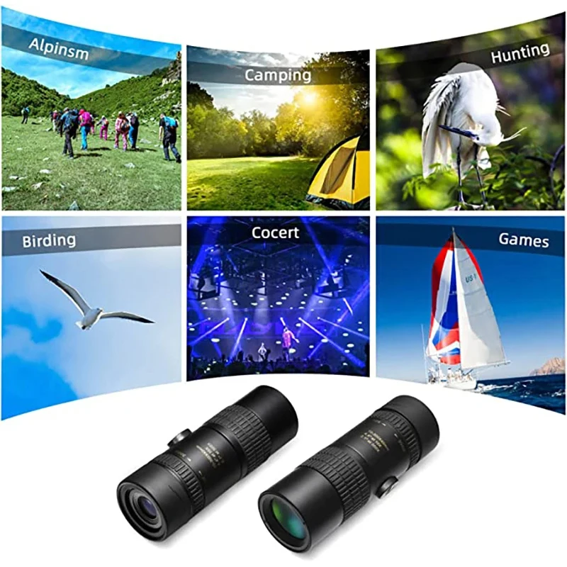 10-300x40 Zoom Telescope HD 4K Portable Strong Long Range Professional Monocular with BAK4 Prisms Ideal for Hunting Camping