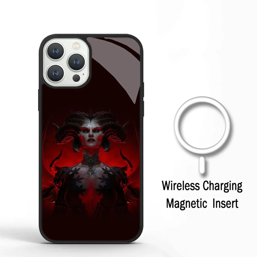 Game D-Diablo 3 4 Phone Case For IPhone 11 12 13 14 15 Plus Pro Max Mirror Acrylic Cover For Magsafe Wireless Charging