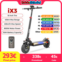 iScooter iX3 800W Powerful Electric Scooter 40KM Range 10inch Off Road Tire Electric Kick Scooter 10Ah 40KM/H Scooter for Adults