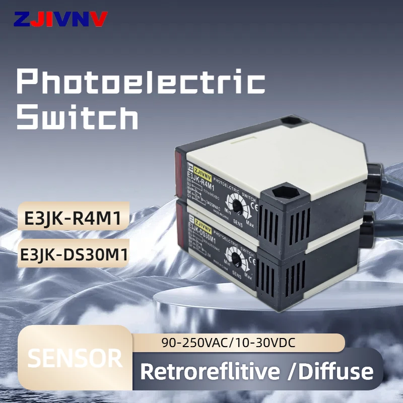 

E3JK-DS30M1 E3JK-R4M1Датчик диффузы Восстановлюющий фотоэлектрический инфракрасный переключатель 90-250 В переменного тока 10-30 В постоянного тока