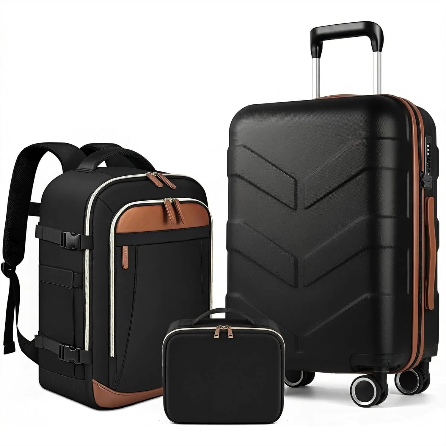 

Expandable Luggage Set with Backpack - 21in Suitcase TSA Lock Spinner Wheels Lightweight PP Hardshell Travel for Men Women