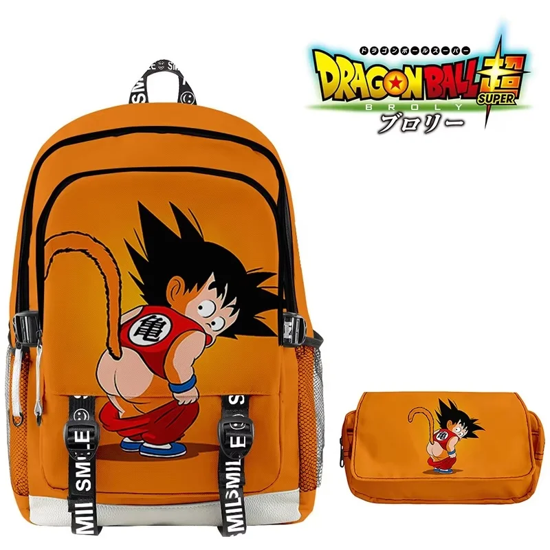 

Hot Anime Dragon Ball Z Goku Boys Schoolbag 2Pcs/Set Backpack + Pencil Case Children Cartoon Waterproof Oxford Travel Backpack