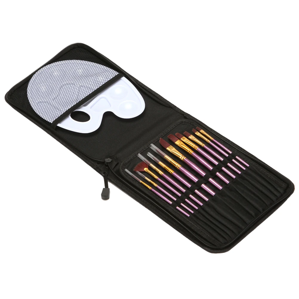 

Professional 12Pcs Nylon Hair Painting Brush Set Art Tool with Storage Bag for Kids Beginners Artists