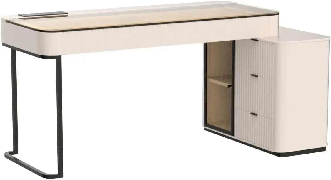 Office Desk, Very Easy to Assemble，Computer Desk, Home Telescopic Writing Desk, Storage Cabinet Retractable Corner