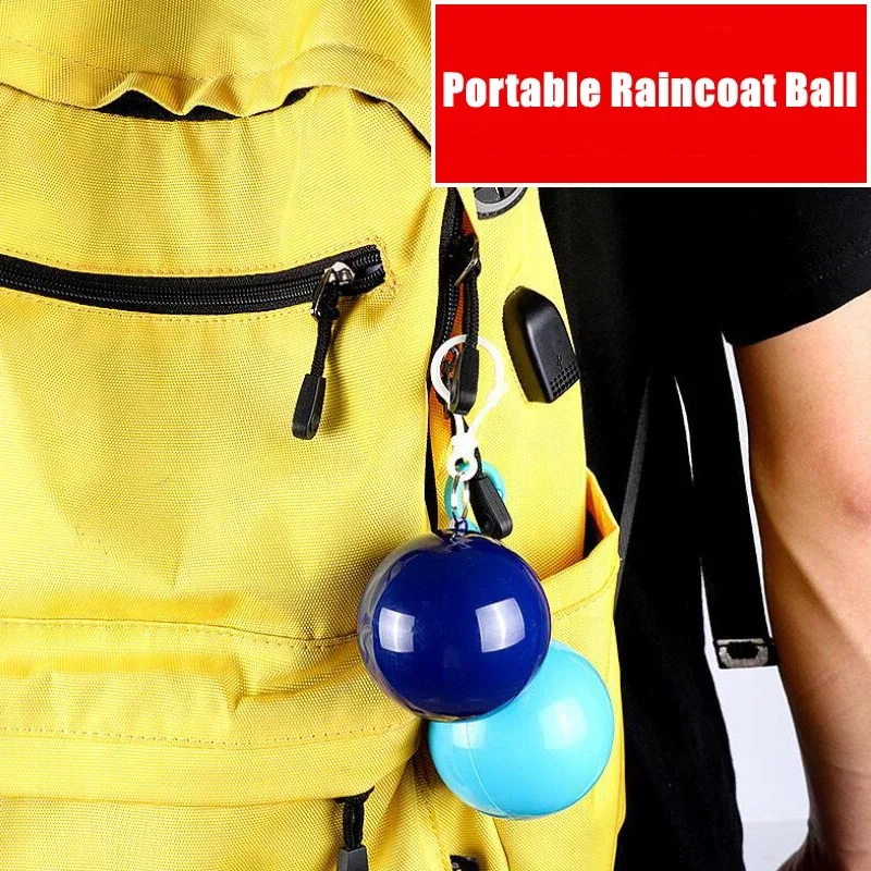 New Portable Disposable Raincoat Keychain Compression Ball Pocket Ball Outdoor Adult Travel Hangable Poncho Camping Gear