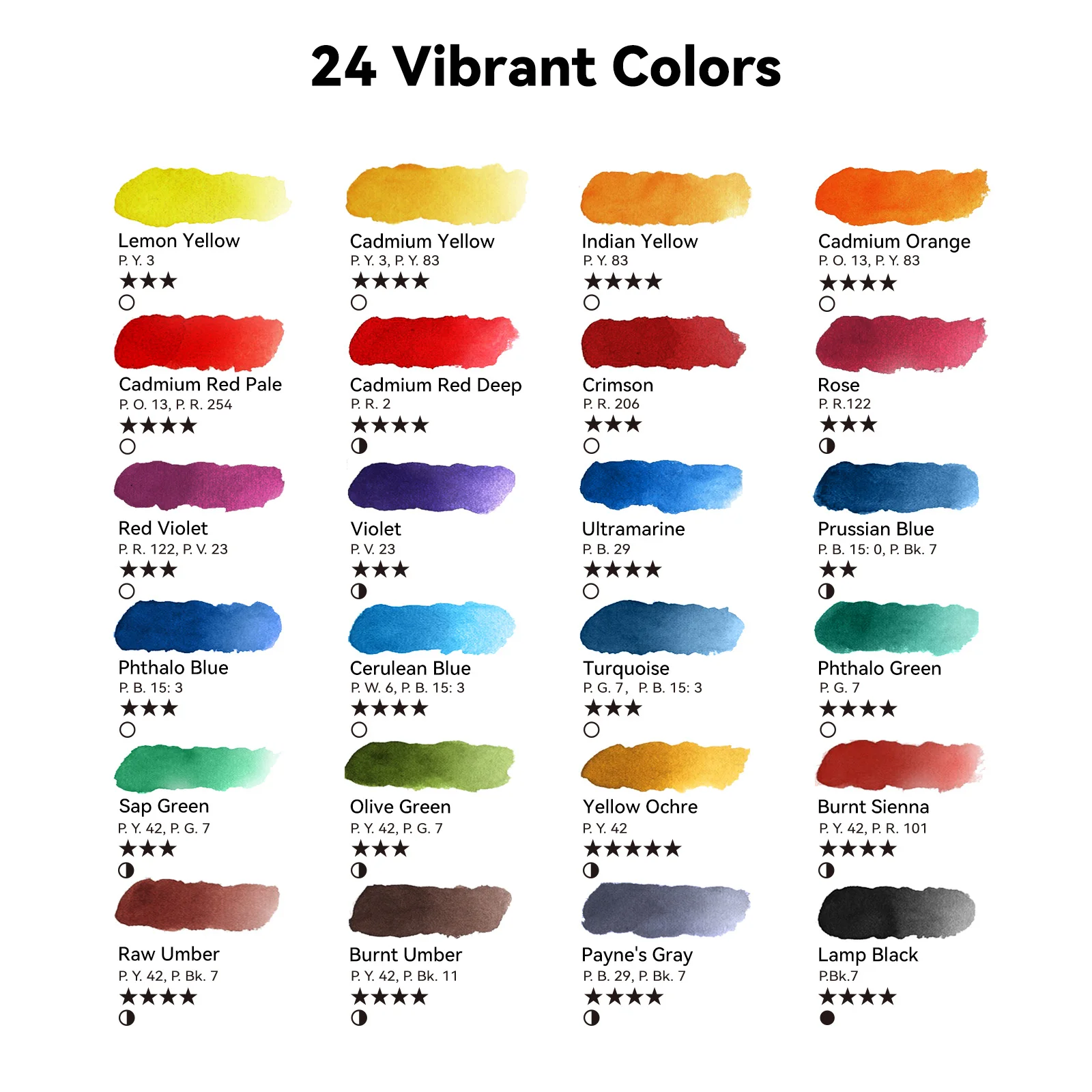 Arrtx Watercolor Paint Set 24 Vivid Colors, Water Colors Paint Adult Set, Non-toxic, Art Supplies for Adult, Artists, Beginners