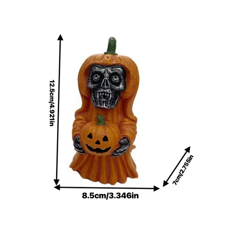 Pumpkin Head Skull Decoration Skeleton Figurines Cool Statue Skull Halloween Skull Horrible Ornaments For Home Decor