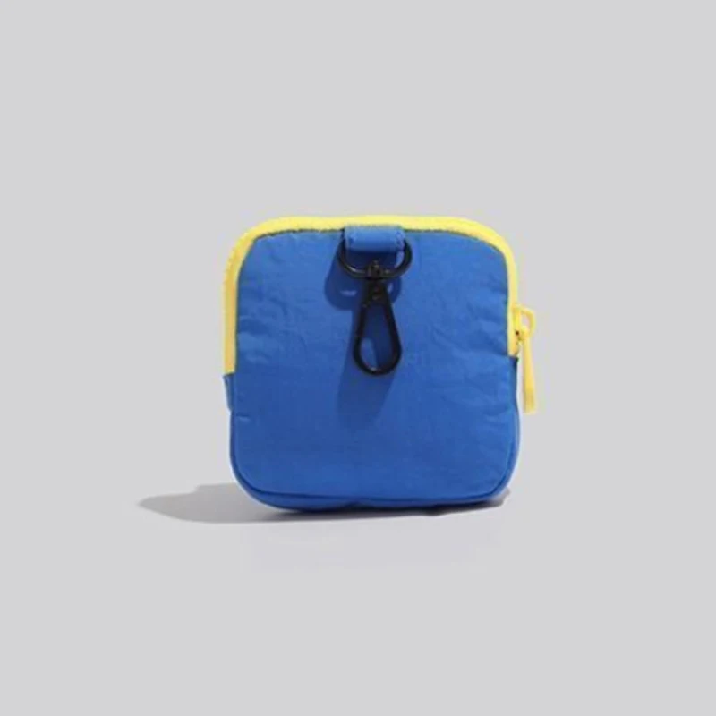 Portable Durable Zipper Coin Purse Contrast Color Earphone Bag Multifunctional Wallet Keyring Bag Daily Use Decoration Gift