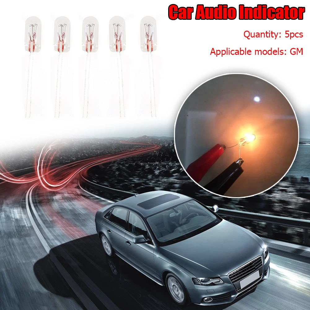 

5pcs Automobile Instrument Audio Gear Bulb Universal T5 Dashboard Yellow Light Car Audio Gear Indicator Lamp Car Part Ornaments