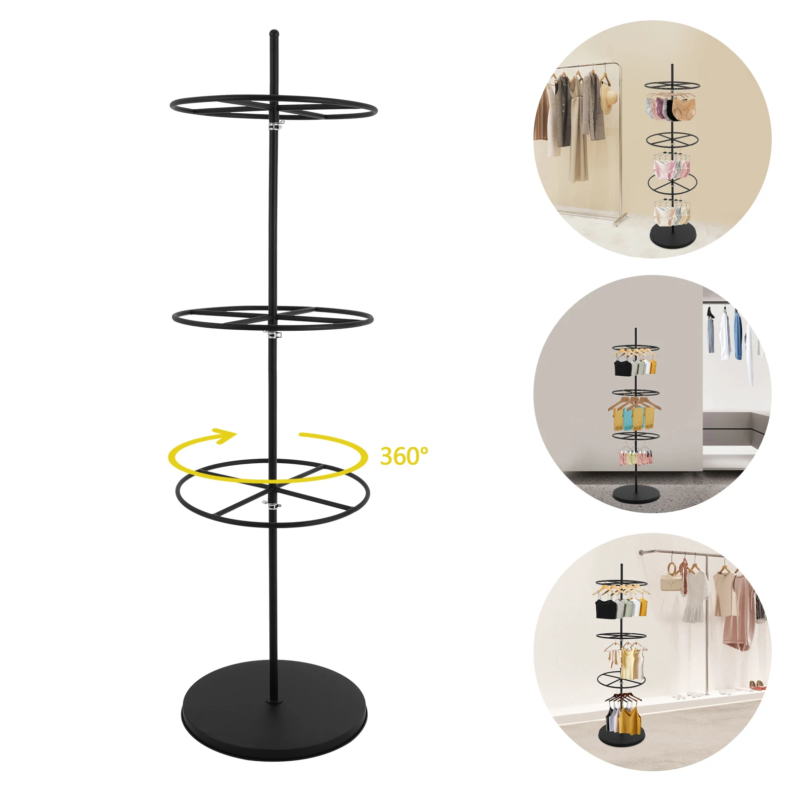 

3 Tier Display Stand for Bra, Shorts, Socks, Underwear Round Rotating Spinner Shelf for Mall, Exhibition and Retail Store