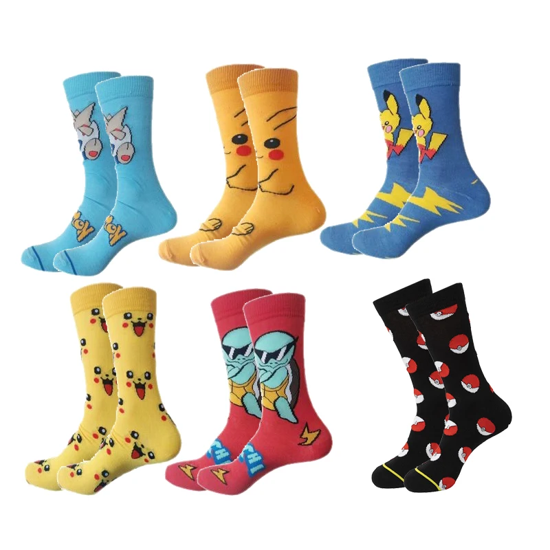 New Anime Pokemon Long Stockings Cute Pikachu Autumn Winter Warm Socks Hip Hop Skateboard Long Knitted Socks Christmas Gifts