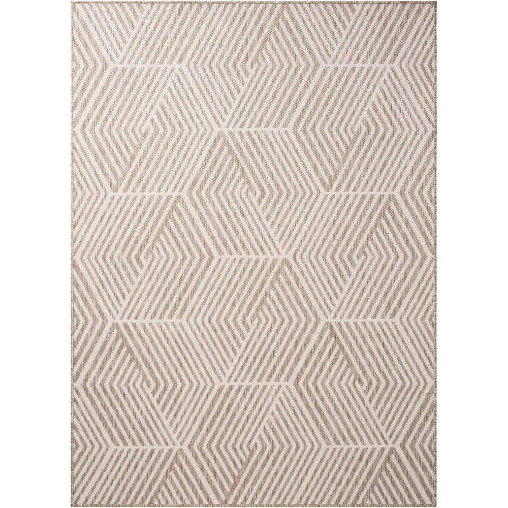 

Ковер Ombre Geo для дома и улицы, устойчивый к выцветанию на солнце, с низким ворсом, бежевый/кремовый, 6'6x9'2