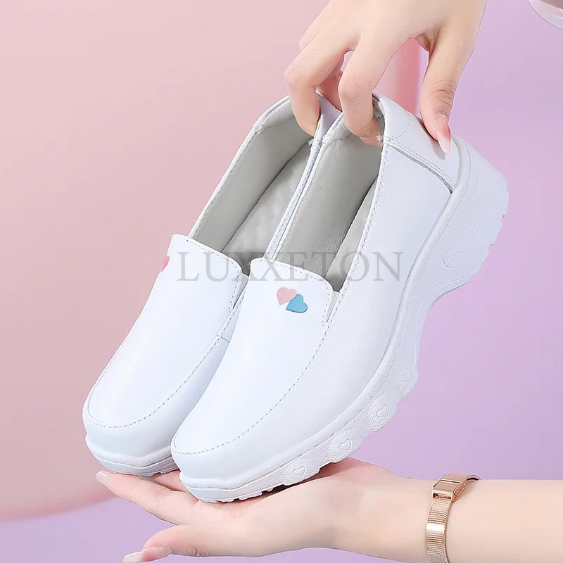 Genuine Thick Soled Nurse White Shoes for Women Soft Soled Lightweight Casual and Breathable Hospital Work Shoes