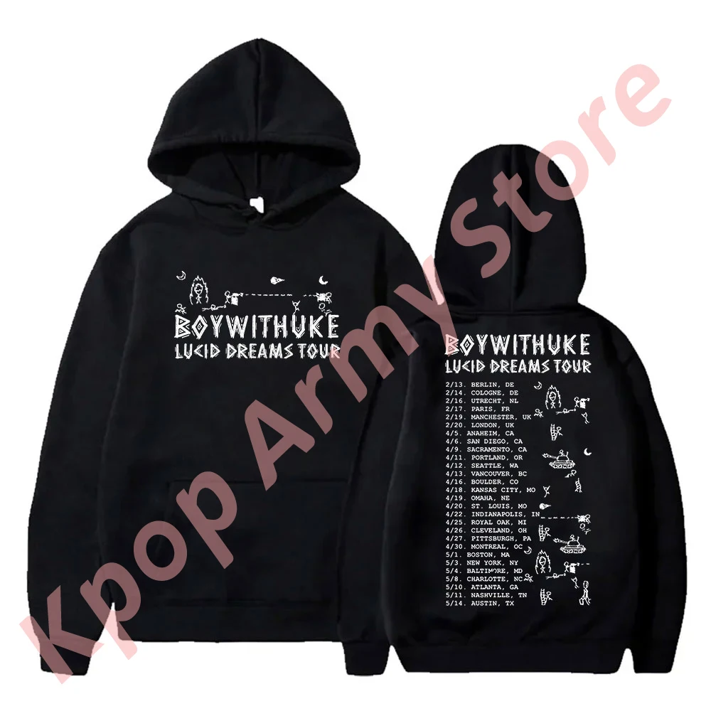 BoyWithUke Lucid Dreams Tour Merch Felpe con cappuccio Nuovo logo Pullover Inverno Donna/Uomo Moda Felpe casual