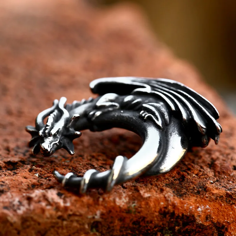 BEIER 2023 New Unique Design Sleeping Dragon Pendant Charm Gothic Animal Stainless Steel Jewelry High Quality Wholesale