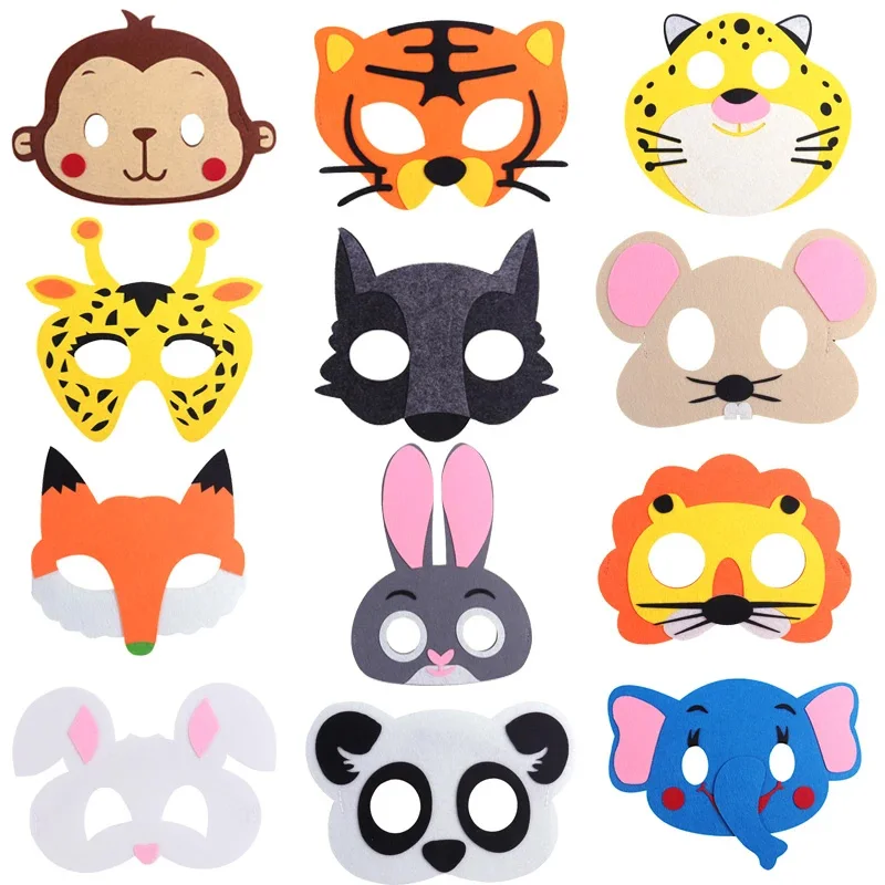 4pcs  Animal Masks set Jungle Safari Birthday party Decorations Jungle Animal Costumes Toy for Kids Baby Shower Supplies