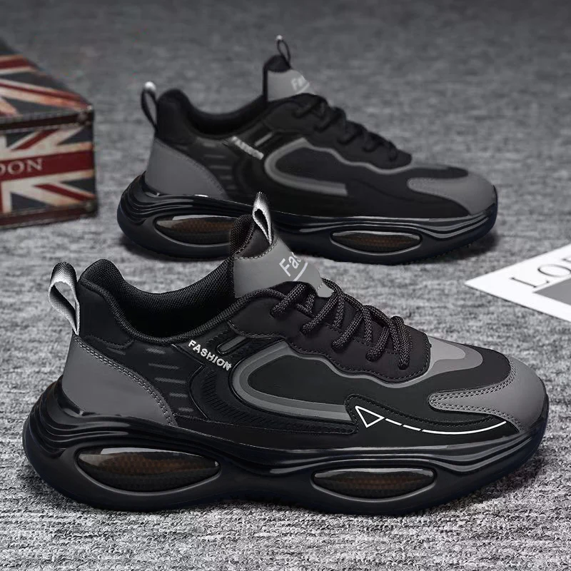 men's-spring-2026-new-style-running-shoes-leather-surface-air-cushion-waterproof-student-fashion-black-samurai-casual-shoes