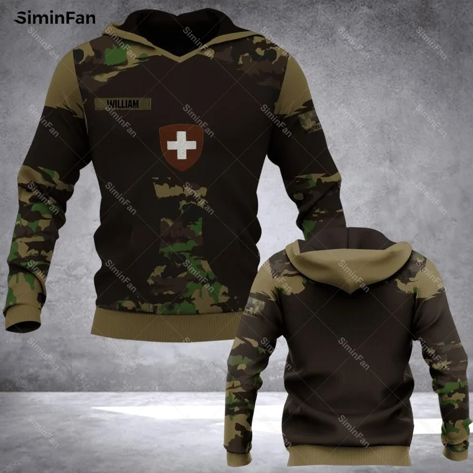 SWISS SOLIDER VETERAN CAMO SKULL 3D All Over Printed Hoodie Zipper Jacket Mens Coats Hooded Pullover Unisex Outwear Streetwear