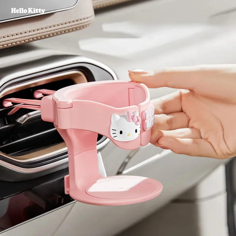 Kawaii Hello Kitty Cartoon Car Air Vent Drink Cup Bottle Holder Car Truck Water Bottle Holders Stands Car Cup Rack For Gift Girl