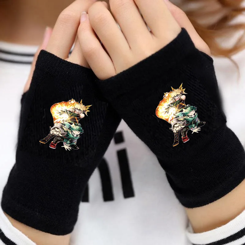 

Teenagers Short Fingerless Gloves Mitten Arm Warmer Men's Warm Cuff Gloves For anime My Hero Academia Gloves