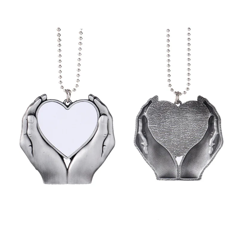 

5pcs Sublimation Blank Hand Heart-shaped Car Hanging Key Chain Blank Jewelry Metal DIY Heat Transfer Printing