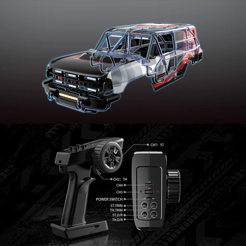 MJX H12P Hyper Go Bezszczotkowy 1/12 Skala Pełna Krótki Samochód Terenowy 4-Kanałowy Symulacja Ford Bronco Baja 1000