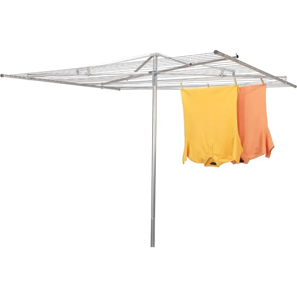 Rotary Outdoor Umbrella Drying Rack | Aluminum | 30-Lines with 210 Ft. Clothesline,Silver 84.0