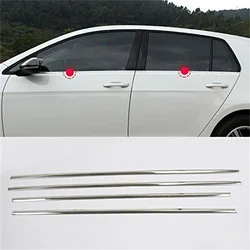 For VW Volkswagen Golf Mk7 VII 5-door Hatchback 2013-2019 Steel Chrome Window Lower Sill Strip Molding Decor Trim 4pcs