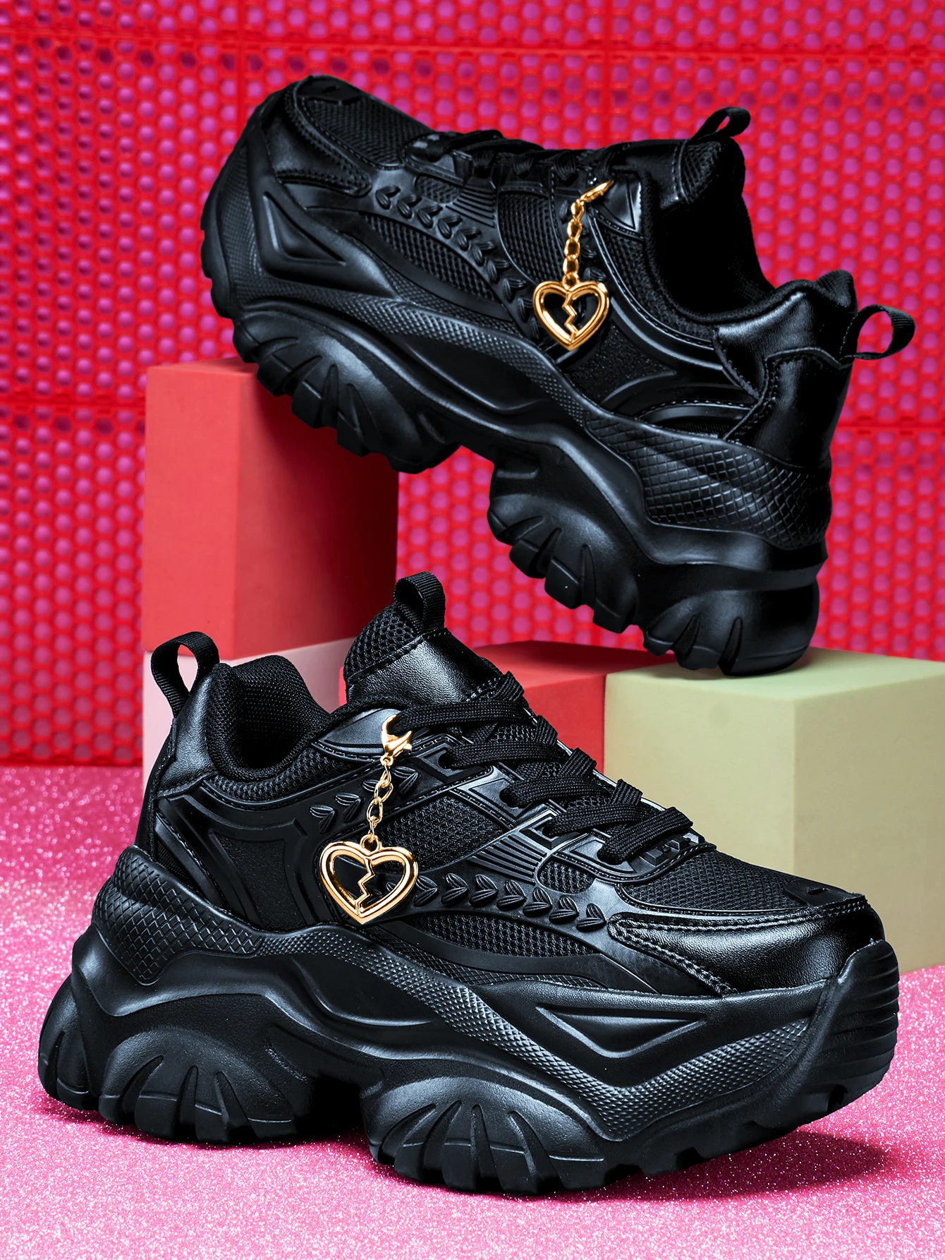Damen-Sneaker mit 7 cm Erhöhung der Höhe, Outdoor-Mode, Freizeitschuhe mit 3D-DIY-Abnehmbarer Metallgold-Herz-Dekorationskette, Damen-Sneaker mit EVA-Dicksohle, hoher Plattform, blauen hohen Absätzen, leichter weicher Sohle, stoßdämpfend, rutschfeste Laufschuhe, runde Zehenpartie, einfache Schnürung, Edelsteinblau, große Größen für Studenten, Teenager, Campus, Alltag, Dating, Fitness, Arbeit, Büroschuhe, trendige vielseitige Keilabsatz-Sneaker für Damen. – Detail 25