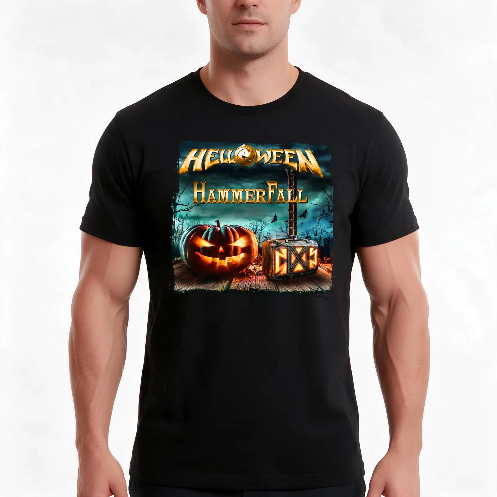 Helloween Hammerfall Live United Forces Tour 2022 United Forces T-Shirt Summer Casual Cotton Tee Oversized Streetwear Tops