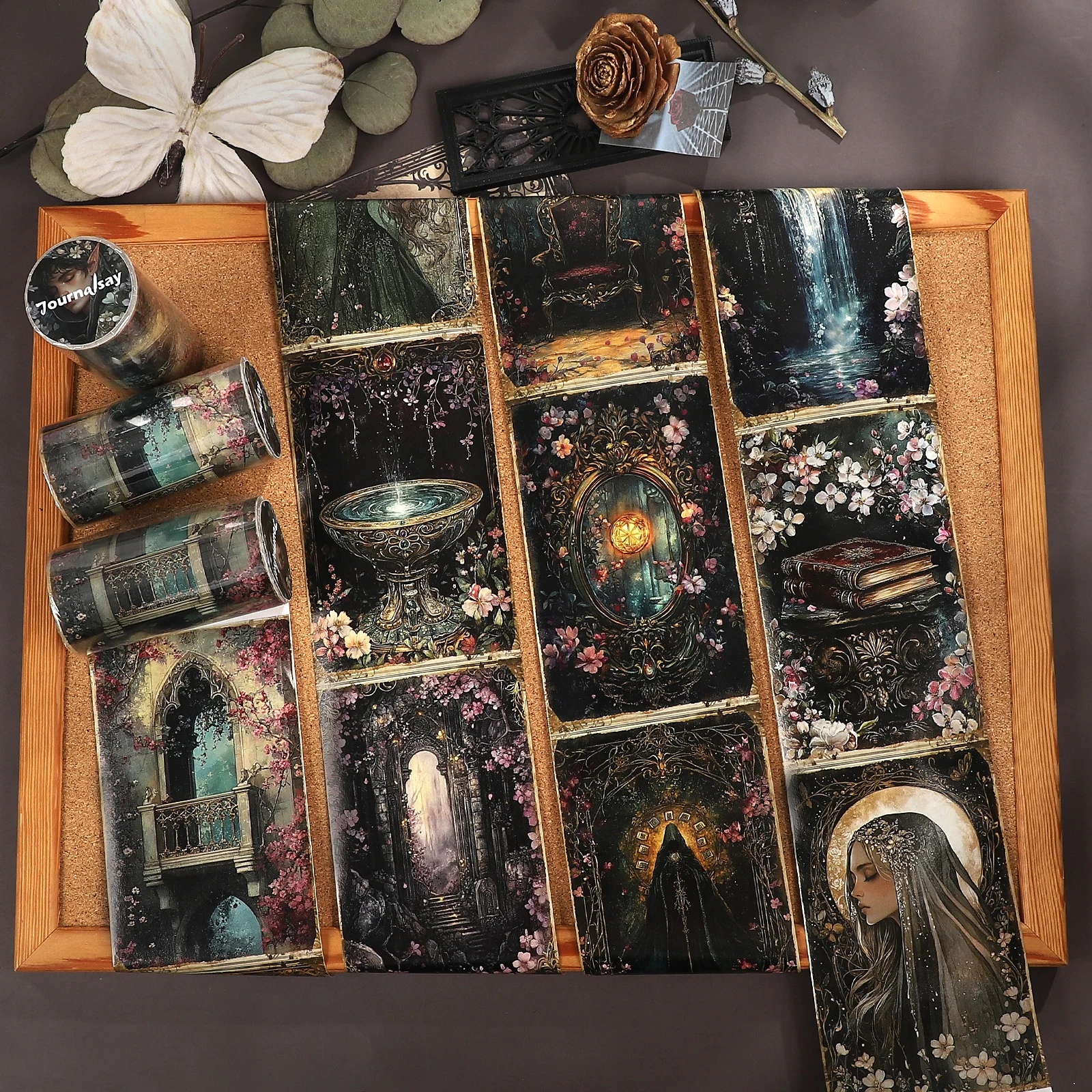 80mm*205cm Vintage Magic Flower Character Landscape Washi Tape Creative DIY Journal Material Collage Scrapbooking Stationery